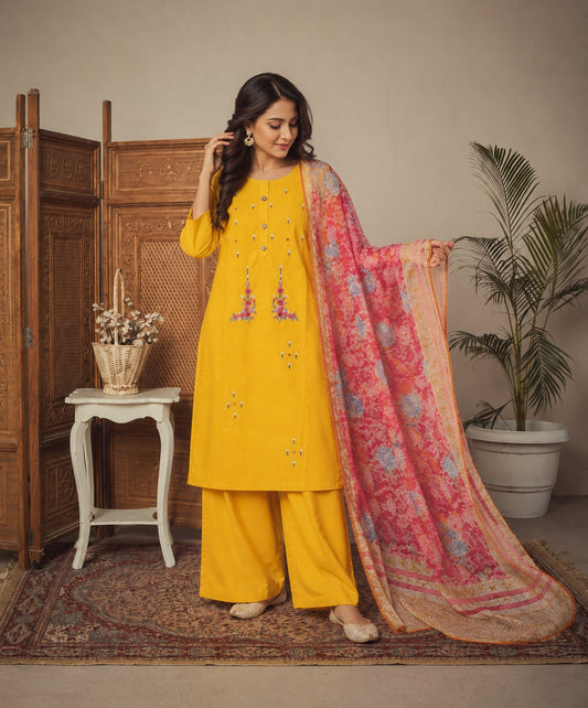 Sunshine Blossom Women's Kurti Set