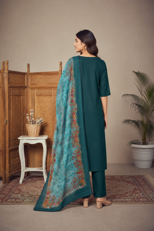 Emerald Bloom Women's Kurti Set