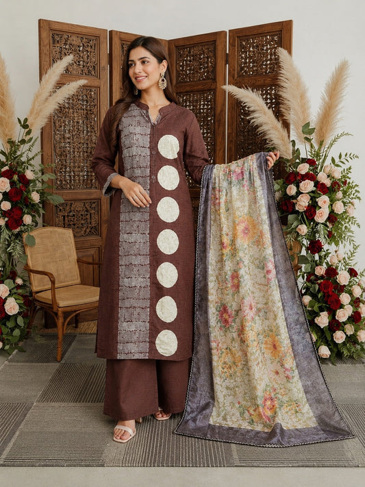 Mocha Bloom Women's Kurti Set
