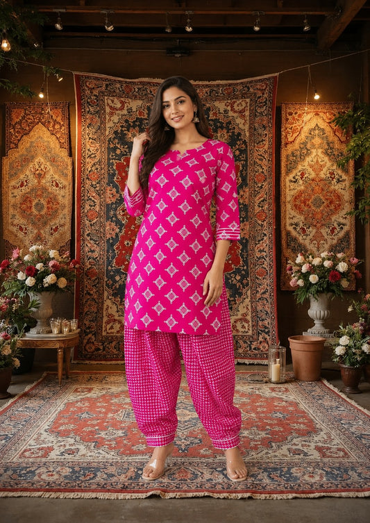 Pink Heritage Women's Kurti Set