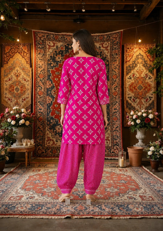 Pink Heritage Women's Kurti Set