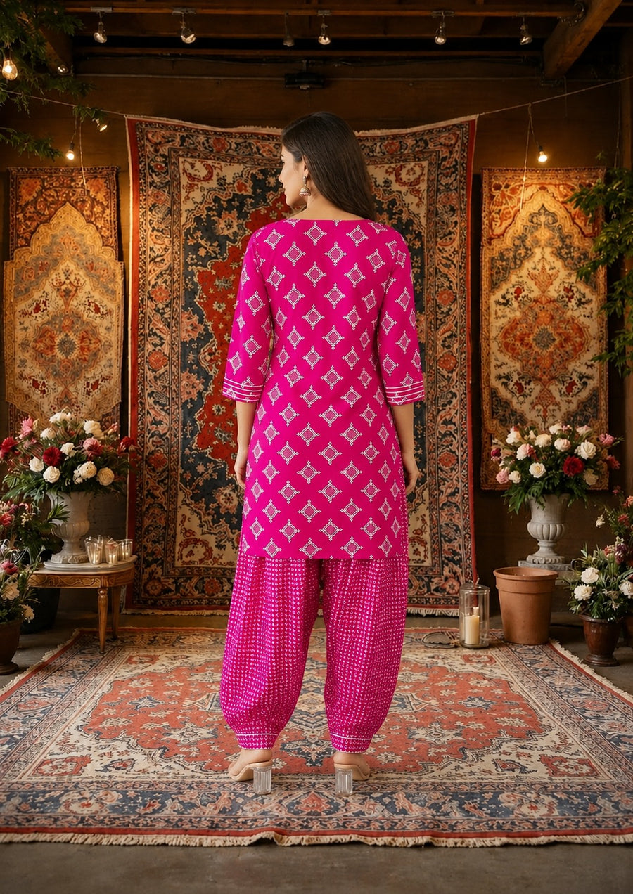 Pink Heritage Women's Kurti Set
