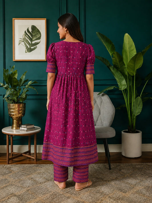 Magenta Blossom Women's Kurti Set