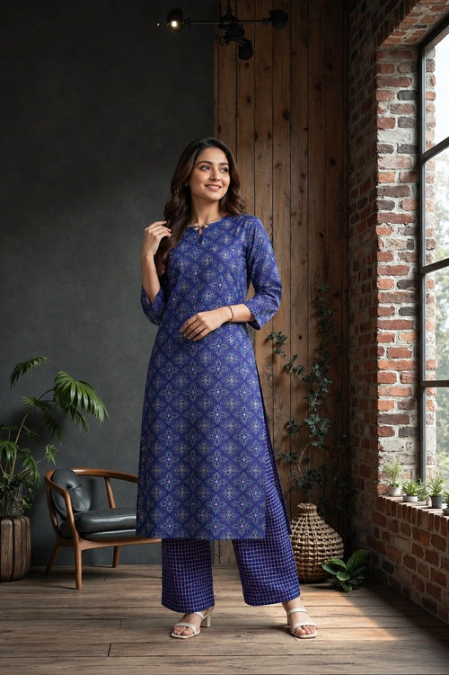 Royal Indigo Women's Kurti Set