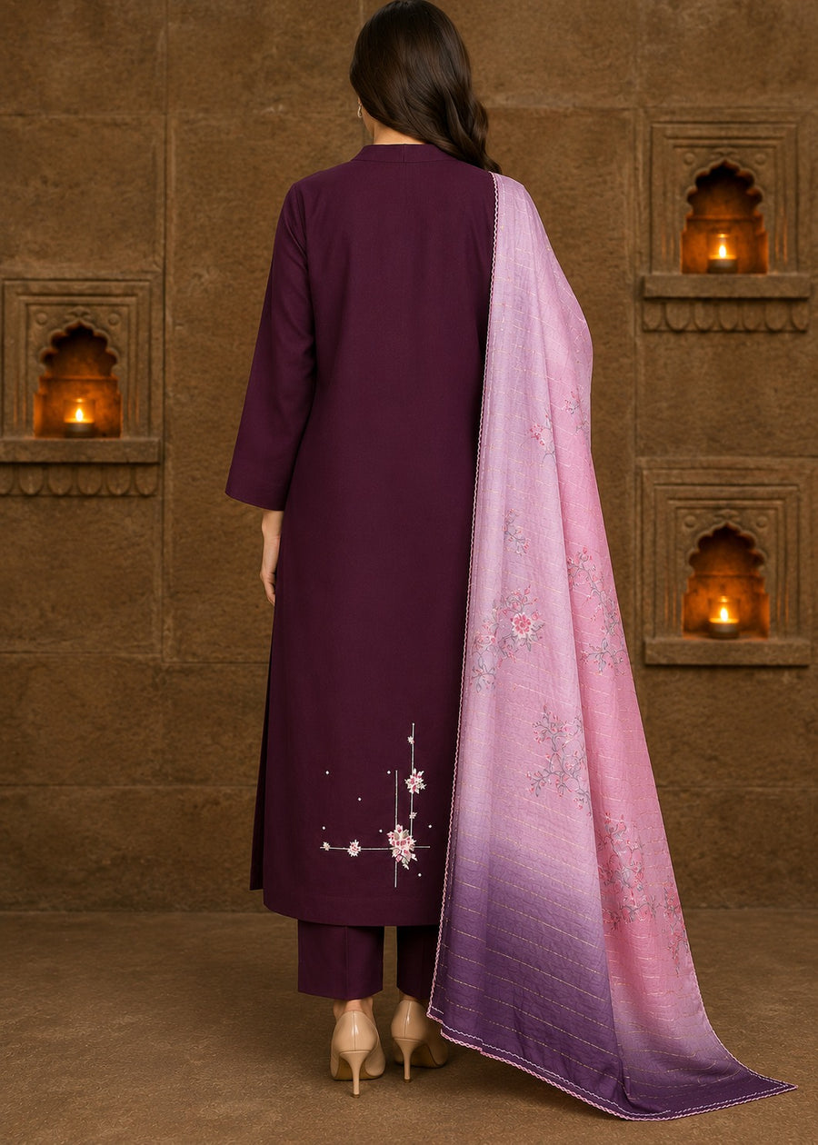 Royal Plum Blossom Women's Kurti Set