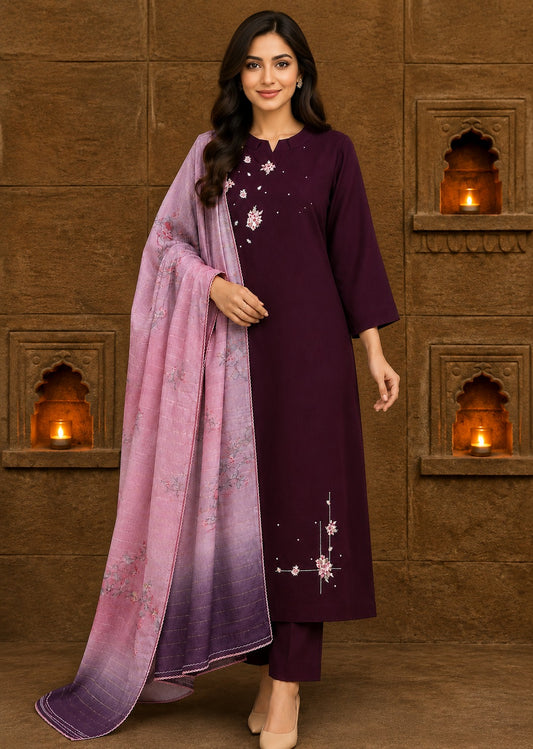 Royal Plum Blossom Women's Kurti Set