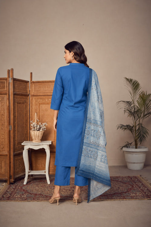 Royal Azure Elegance Women's Kurti Set