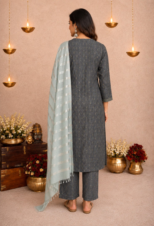 Charcoal Silver Grace Women's Kurti Set