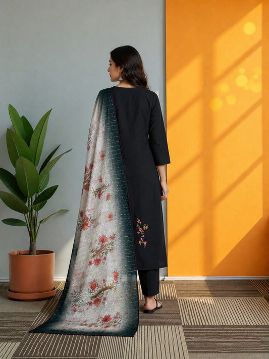 Midnight Bloom Women's Kurti Set