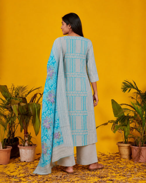 Silver Mist Elegance Women's Kurti Set