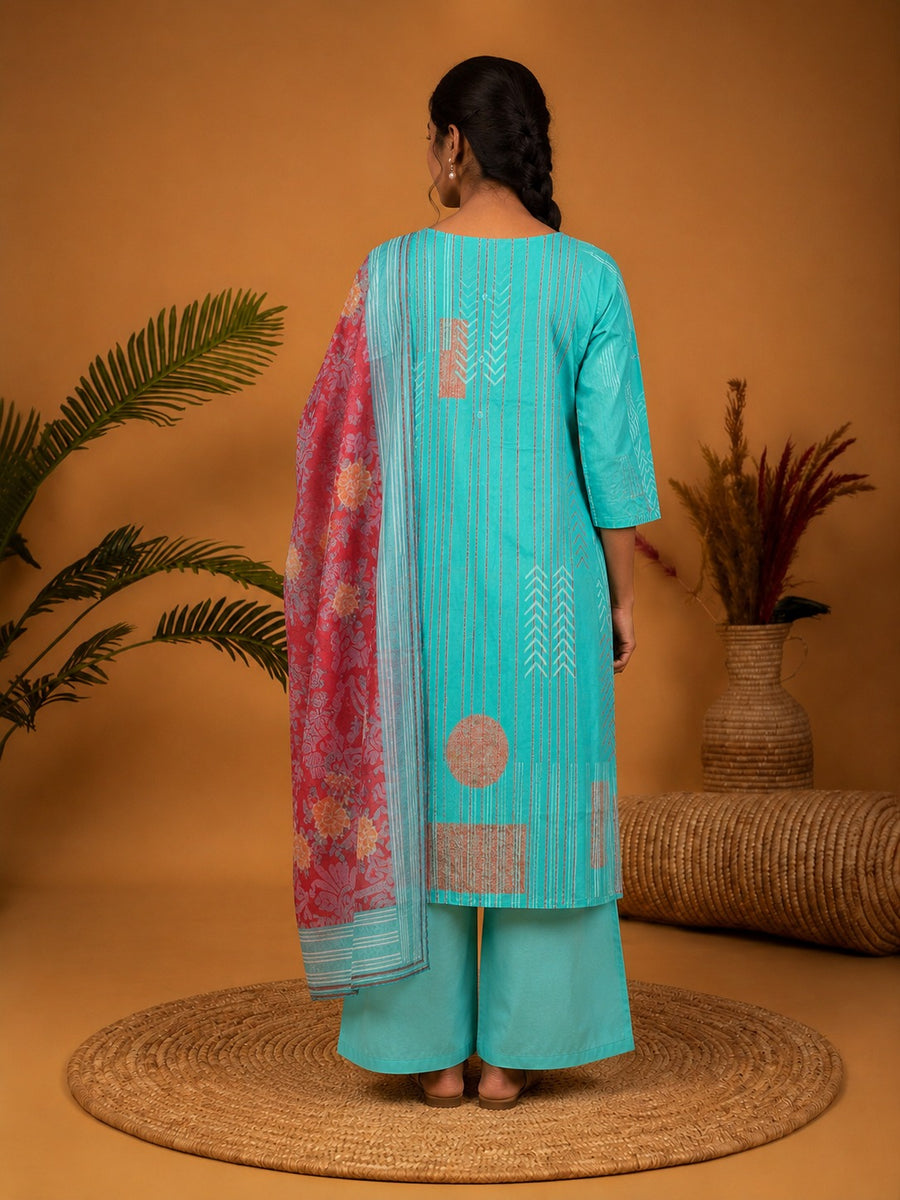 Teal Blue Elegance Women's Kurti Set