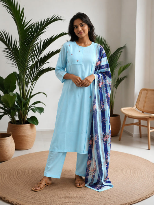 Teal Blue Elegance Women's Kurti Set