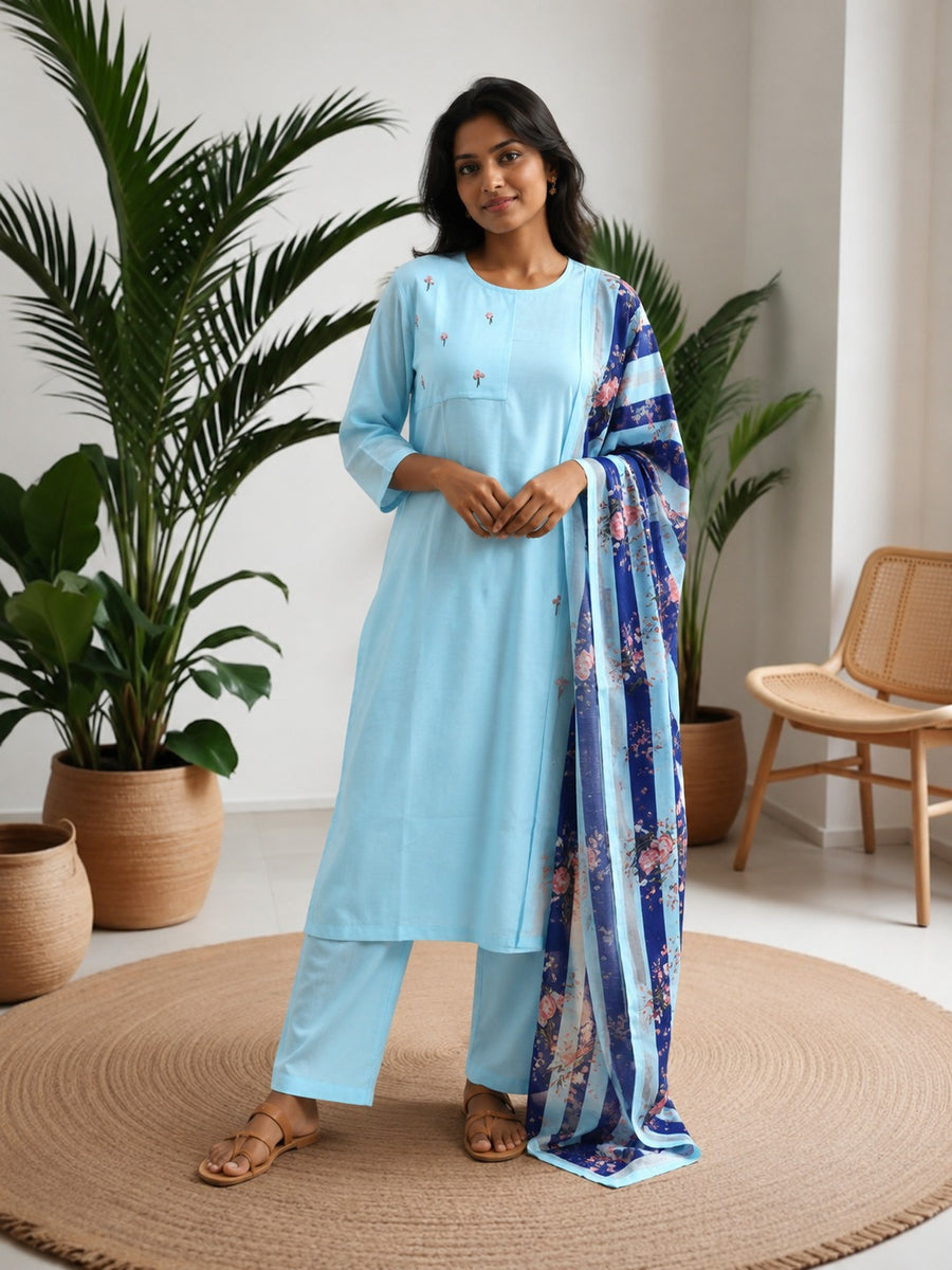 Teal Blue Elegance Women's Kurti Set