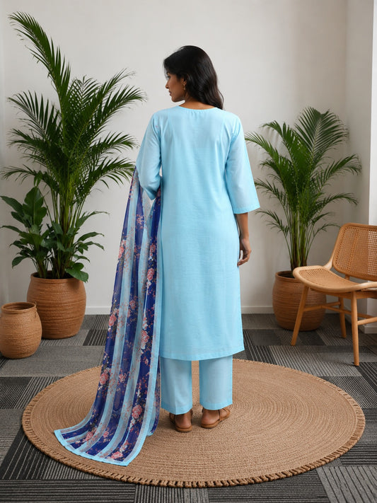 Teal Blue Elegance Women's Kurti Set